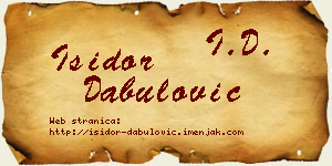 Isidor Dabulović vizit kartica